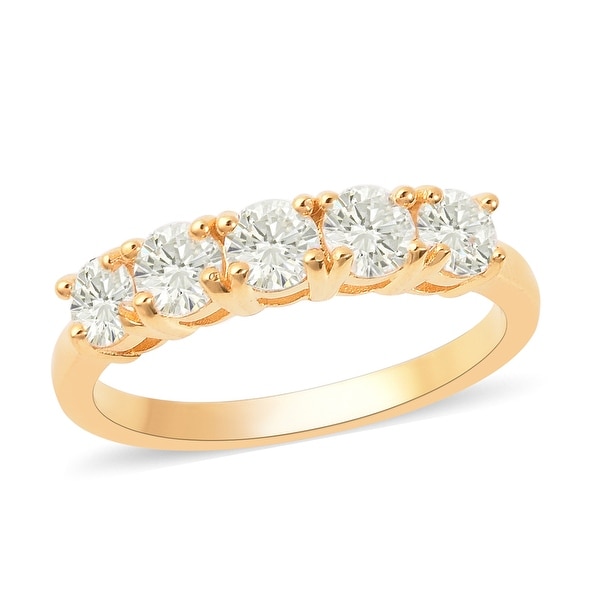 Sterling Silver Moissanite 5 Stone Ring Ct 1.2. Opens flyout.
