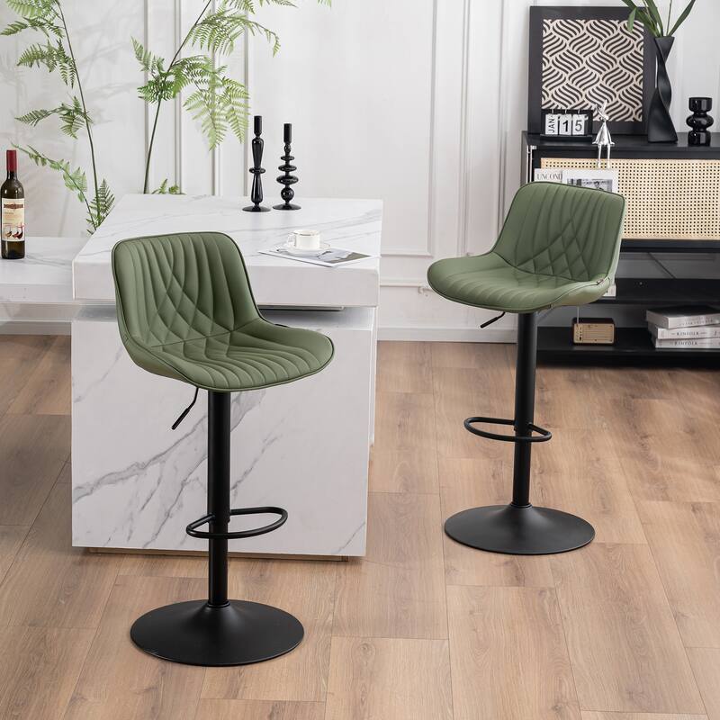 Adjustable Bar Stools Set of 2, Faux Leather Swivel Bar Chairs