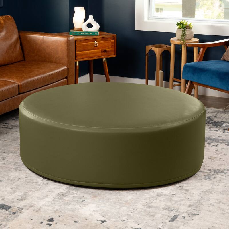 Jaxx Candler Round Couch Ottoman Large Coffee Table & Foot Rest, 44-Inch