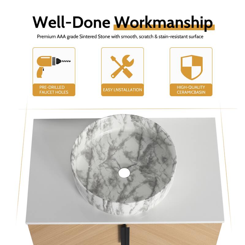 Bathroom Vanity With Sink In 30/36 Inch, Floating Bathroom Vanity With 2 Soft Close Doors