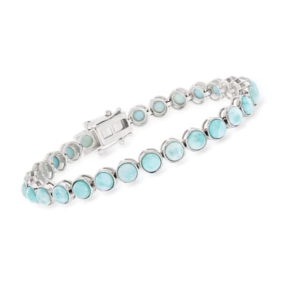 925 Sterling Silver Larimar Gemstone Tennis Bracelet
