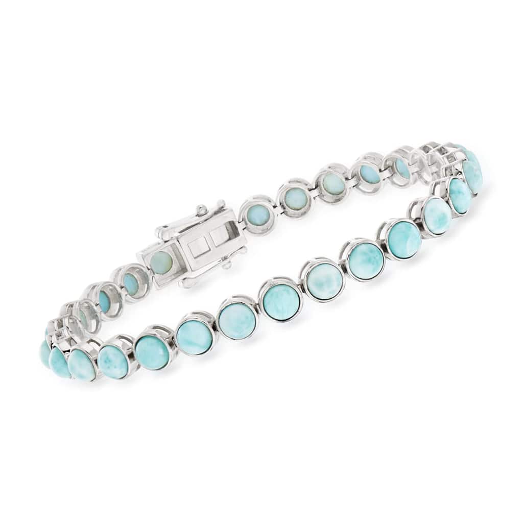 925 Sterling Silver Larimar Gemstone Tennis Bracelet