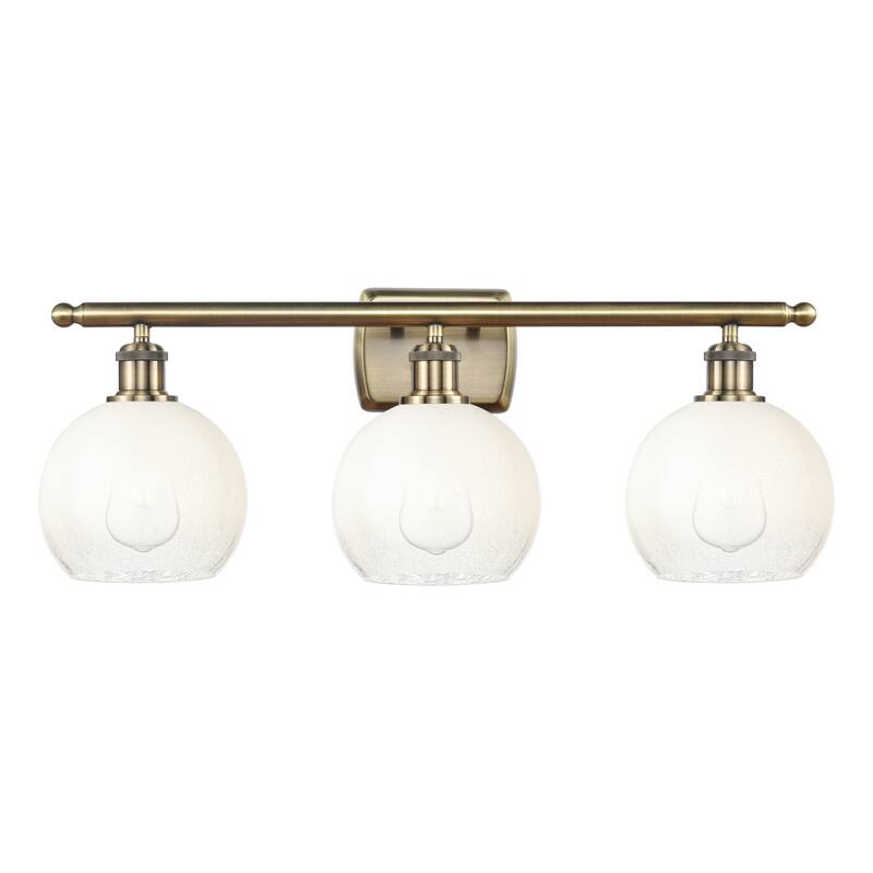 Innovations Lighting Endless Possibilities Ballston - Brookhaven Globe - 3 Light 28" Bath Vanity Light - Antique Brass/Opal