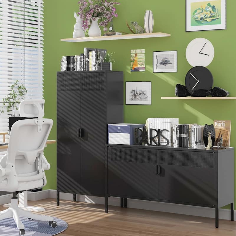 GDFStudio - Ventilated Metal Food Storage Cabinet, 61" High, Adjustable Shelves