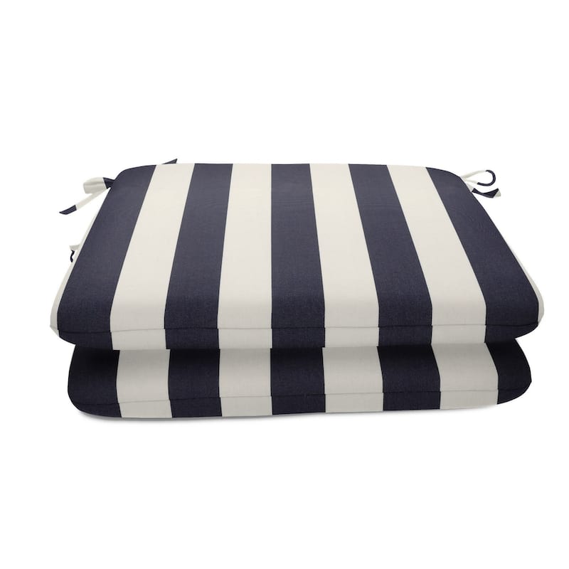 20 inch square Sunbrella stripe seat pad (2 pack) - Maxim Navy