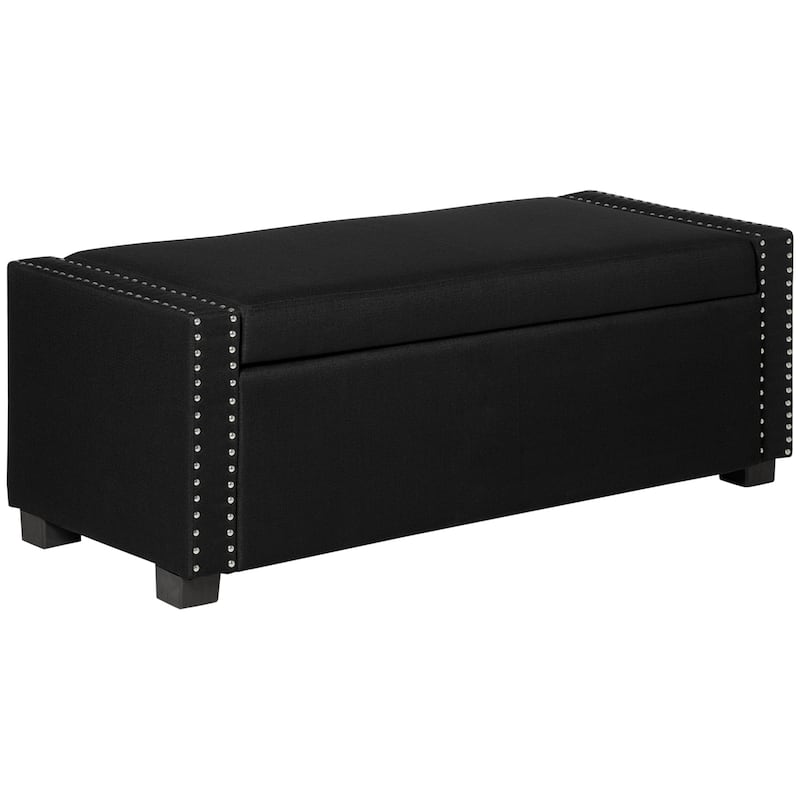 HOMCOM Nailhead Trim Upholstered Flip Top Storage Bench, Fabric Ottoman for Bedroom, or Living room - 47.25"x19.75"x17.25"