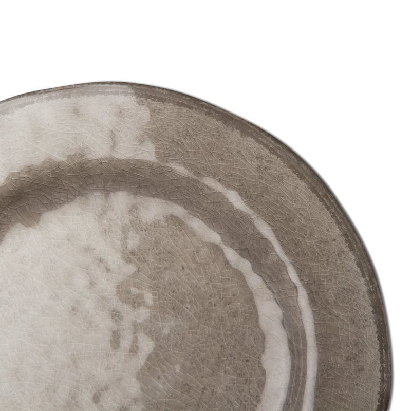 10.75 in. Veranda Cracked Glazed Solid Melamine Plastic Dinnerware Plates Set of 4 Dishwasher Safe Indoor Outdoor Grey