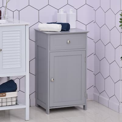 kleankin Bathroom Cabinet with Drawer and Shelf, Toilet Vanity Cabinet for Toilet Paper, Towels or Shampoo, Grey