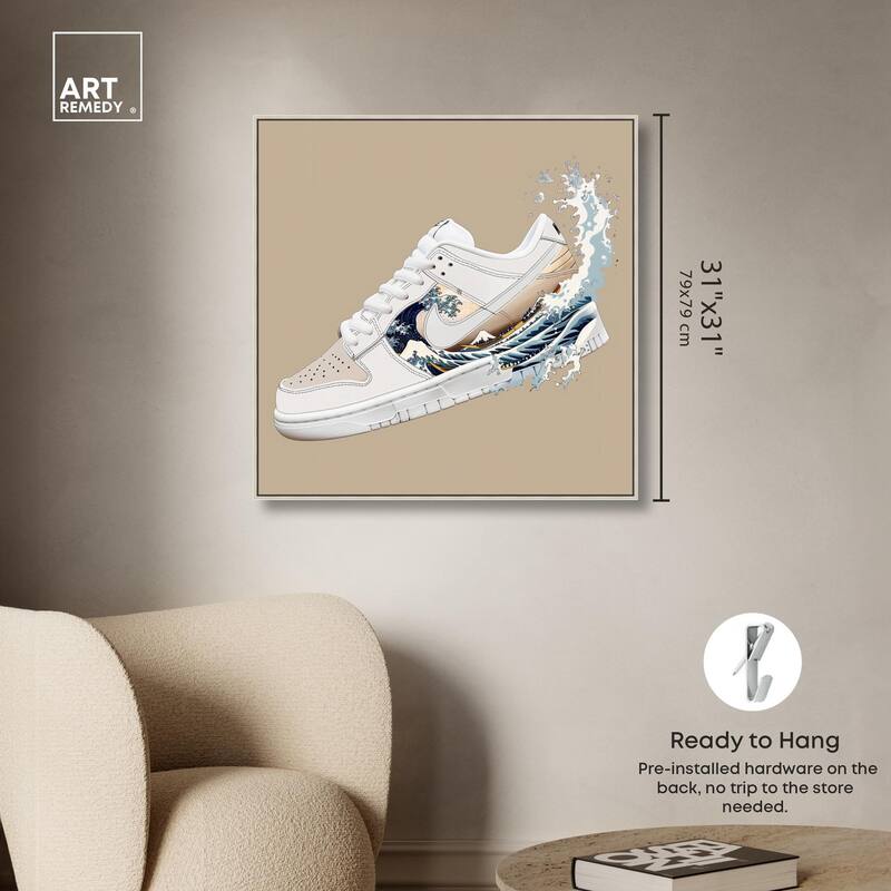 Great Wave Sneaker Splash Canvas by Art Remedy
