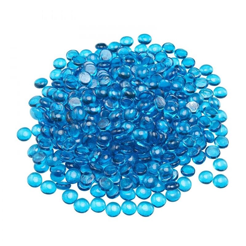 Caribbean Blue Fireproof Flat Round Glass Beads 10 lbs Heat Resistant - 3/4 inch