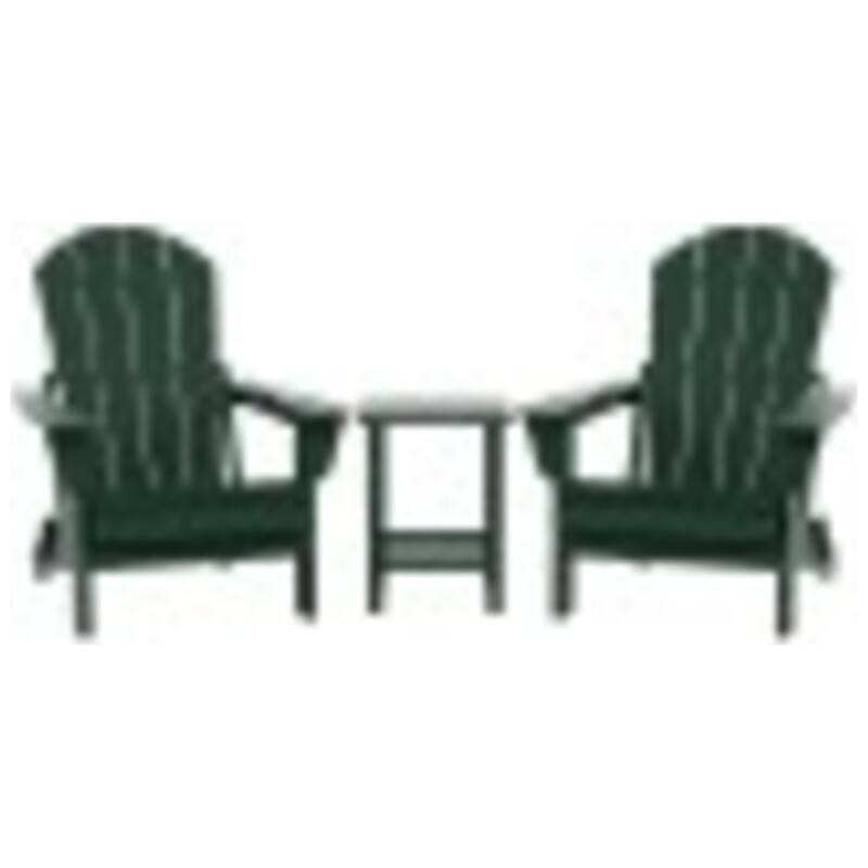 Laguna Hdpe All Weather Outdoor Patio Foldable Adirondack Chairs With Side Table (3-Piece Set) - Dark Green