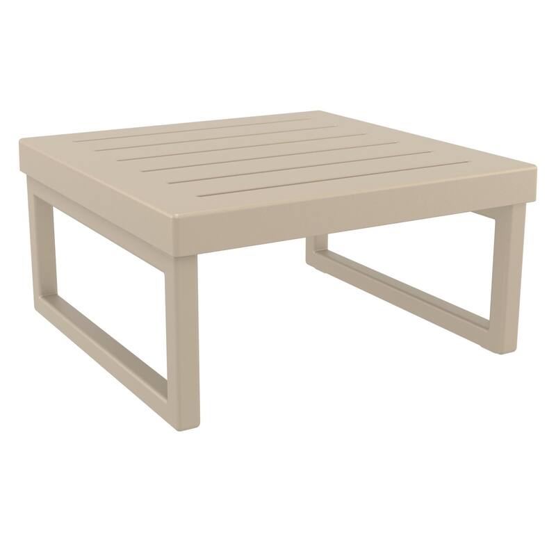 25.5" Taupe Brown Square Ottoman with Sunbrella Natural Cushion