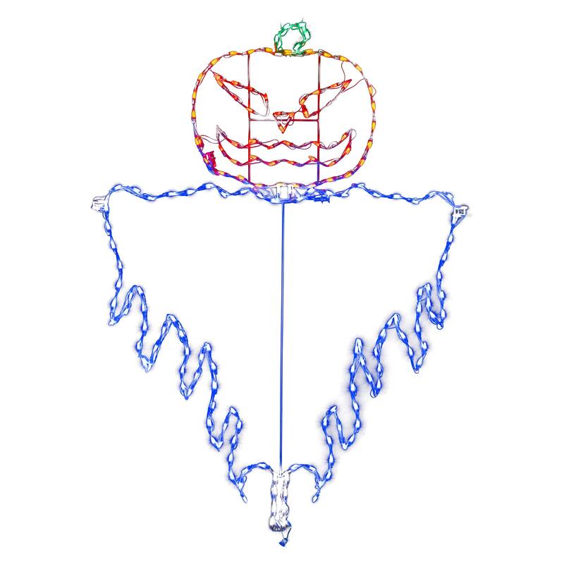 LED Lighted Jack O Lantern Evil Scarecrow Outdoor Halloween Decoration - 72"