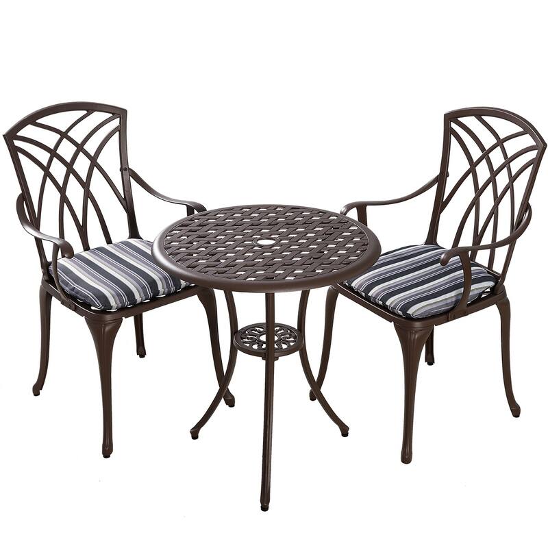 Kinger Home Ekta 24-Inch Patio Bistro Sets 3 Piece Cast Aluminum