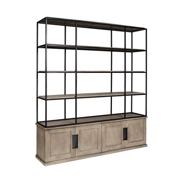 Light Brown Wood And Iron Shelving Unit With 3 Shelves Light Brown Wood And Iron Shelving Unit With 3 Shelves