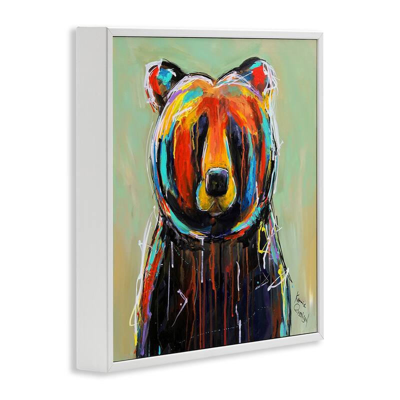 Stupell Abstract Colorful Painted Woodland Creature, Framed Giclee, 12 x 1.5 x 12, Made in USA