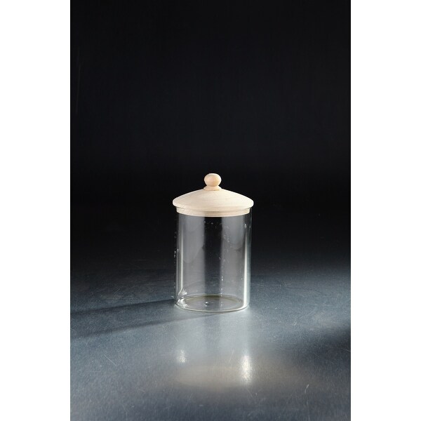 6" Clear Solid Hand Blown Glass Jar with Lid Tabletop Decor - N/A