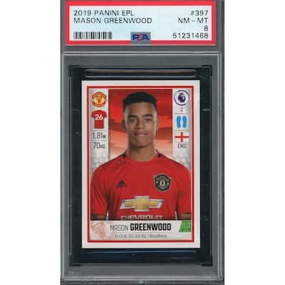 Mason Greenwood 2019 Panini EPL Rookie Card #397 PSA 8 - 8'6" x 11'6"