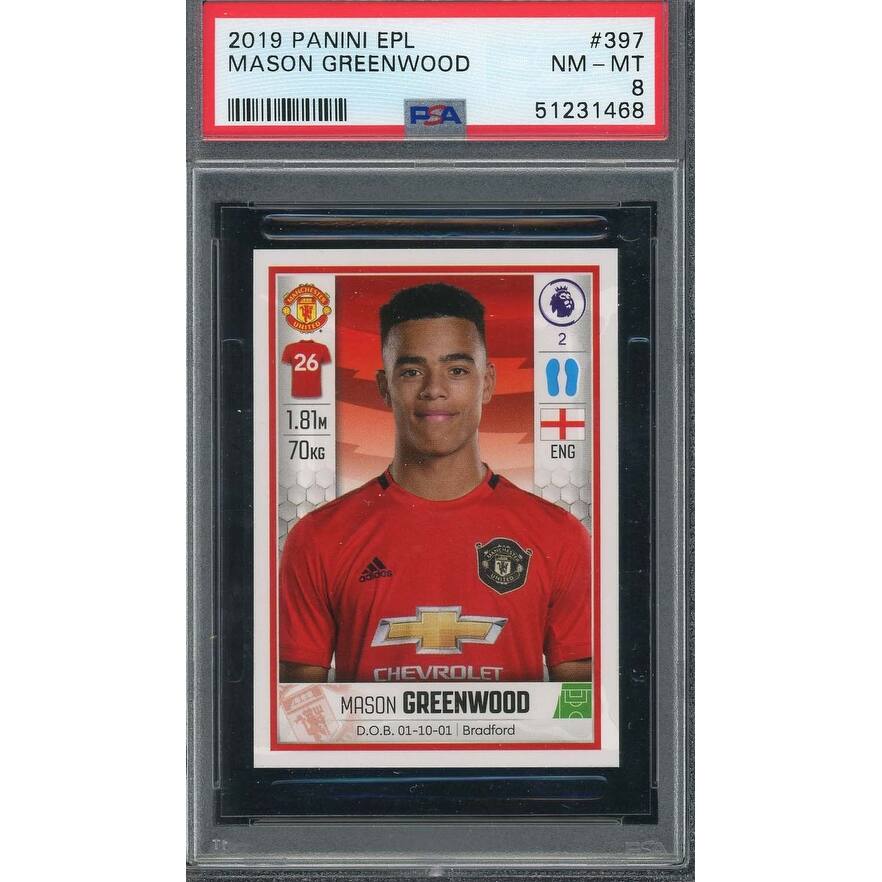 Mason Greenwood 2019 Panini EPL Rookie Card #397 PSA 8 - 8'6" x 11'6"