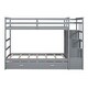 preview thumbnail 9 of 43, Twin Bunk Bed with Trundle & Storage Staircase, Grey
