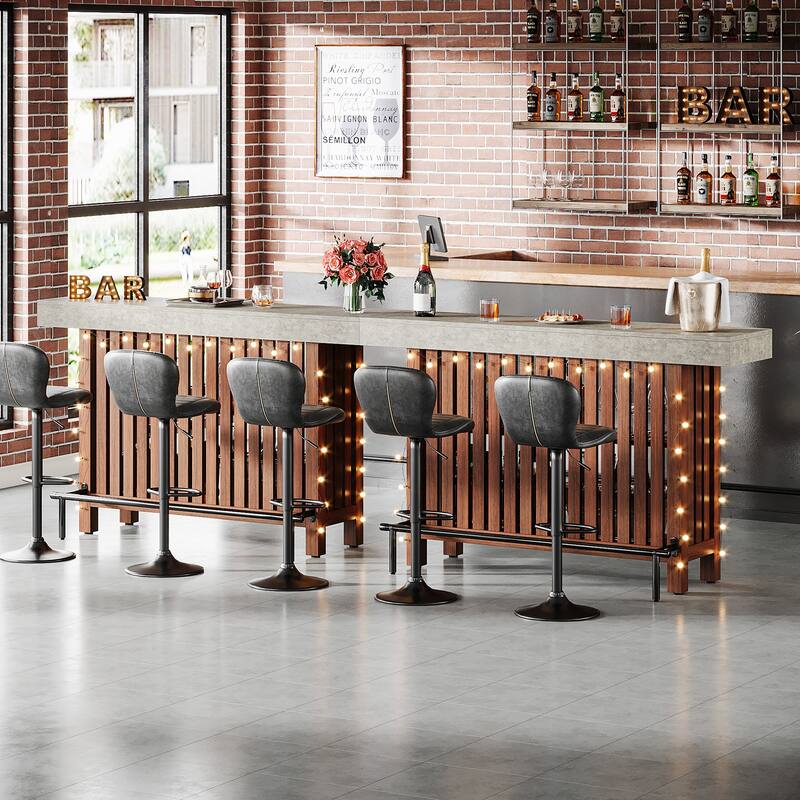 3 Tier Home Bar Unit, Mini Bar Table Height Pub Table with Footrest