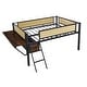preview thumbnail 34 of 33, Full Size Led Loft Bed Frame Double Bed with Rectangular Desk, Led Lights, With Storage Shelves And Hanging Storage