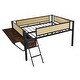 preview thumbnail 52 of 69, Metal Loft Bed with Rectangular Desk, LED lights, Storage Shelves and Hanging Storage Compartments, Safety Guard and Ladder