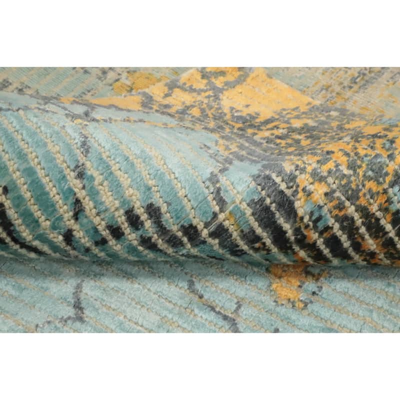 Hand Knotted Oriental Viscose Silk Carpet Modern Animal Pictorial Multi-Colored Abstract Area Rug - 6' 8'' X 4' 7''