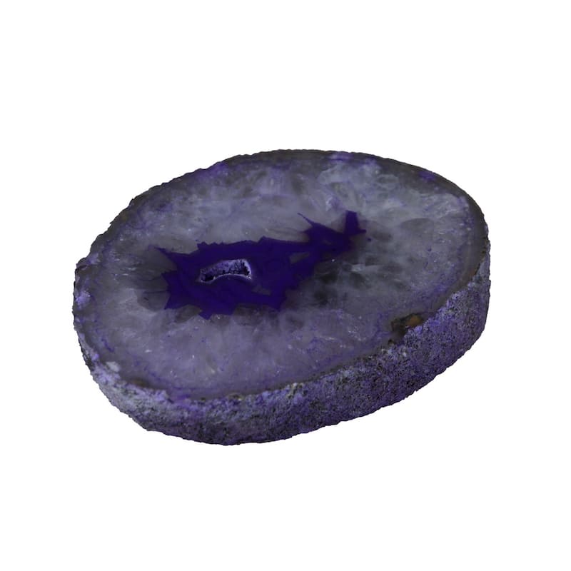 Thick Slice Agate Slab Hand Dyed Crystal Geode Specimen Polished - 0.75 X 3.5 X 3.25 inches - Purple