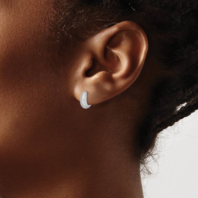 Curata 14k White Gold Textured Hoop Earrings - 10.8x11.2mm
