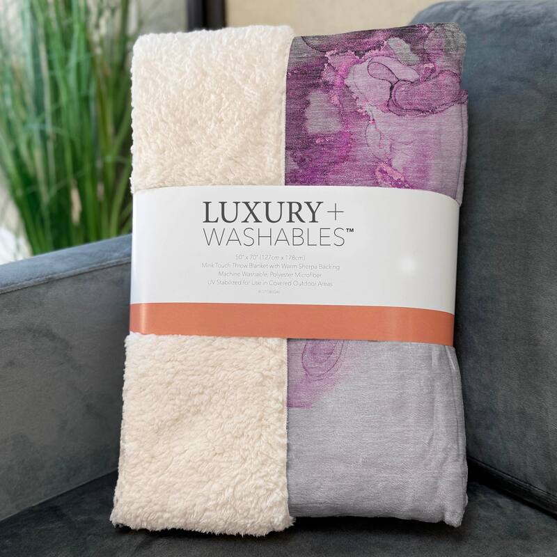 Premium Machine Washable Abstract Contemporary Sherpa Throw Blanket