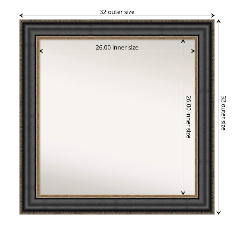 Non-Beveled Bathroom Wall Mirror - Thomas Black Bronze Frame - 32 x 32 in - Thomas Black Bronze