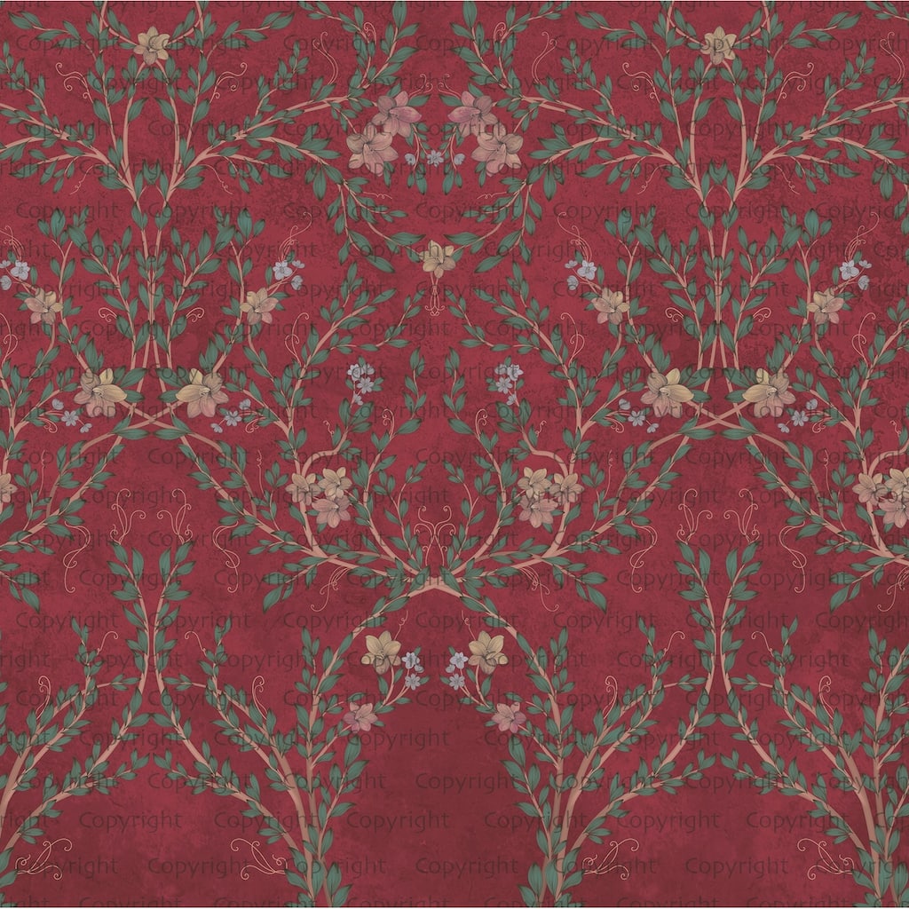 Vintage Branches Soft Blue Blooms Pattern Wallpaper Mural