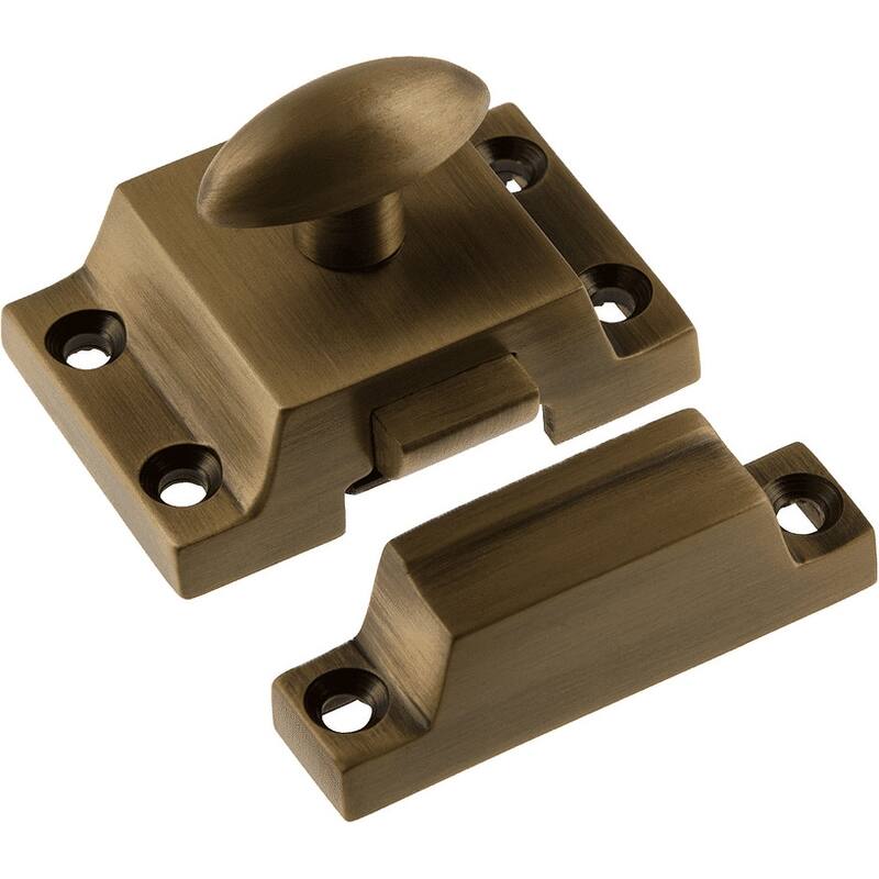 Nostalgic Warehouse FCT_PLN 2-1/8" Long Solid Metal Cabinet Latch - Antique Brass