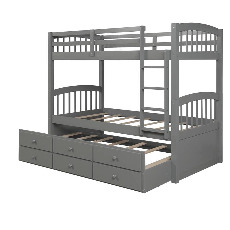 Twin Bunk Bed with 3 Drawers for Teens Bedroom