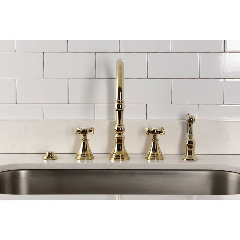 Kingston Brass KS279.BEXBS Essex 1.8 GPM Widespread Kitchen Faucet