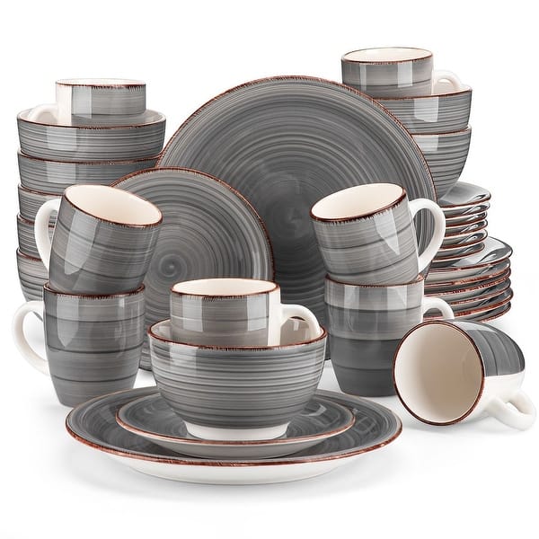 vancasso Serie Bubble Servizio Piatti in Gres, Smalti Reattivi Set Piatti e Ciotole da 32 Pezzi con 8 Piatti Piani, 8 Piatti Dessert, 8 Ciotole Cereali e 8 Tazza per 8 Persone