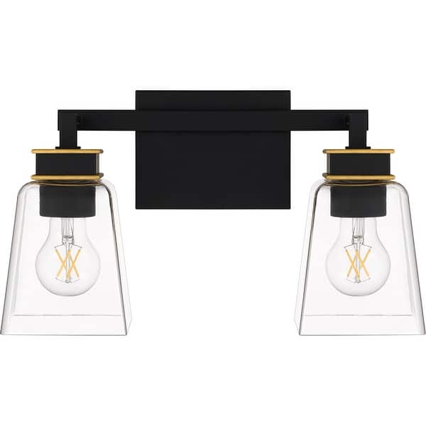 slide 2 of 7, Almany 2-Light Matte Black Bath Light