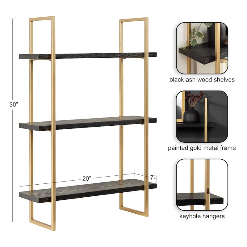Kate and Laurel Leigh Wood and Metal Wall Shelf
