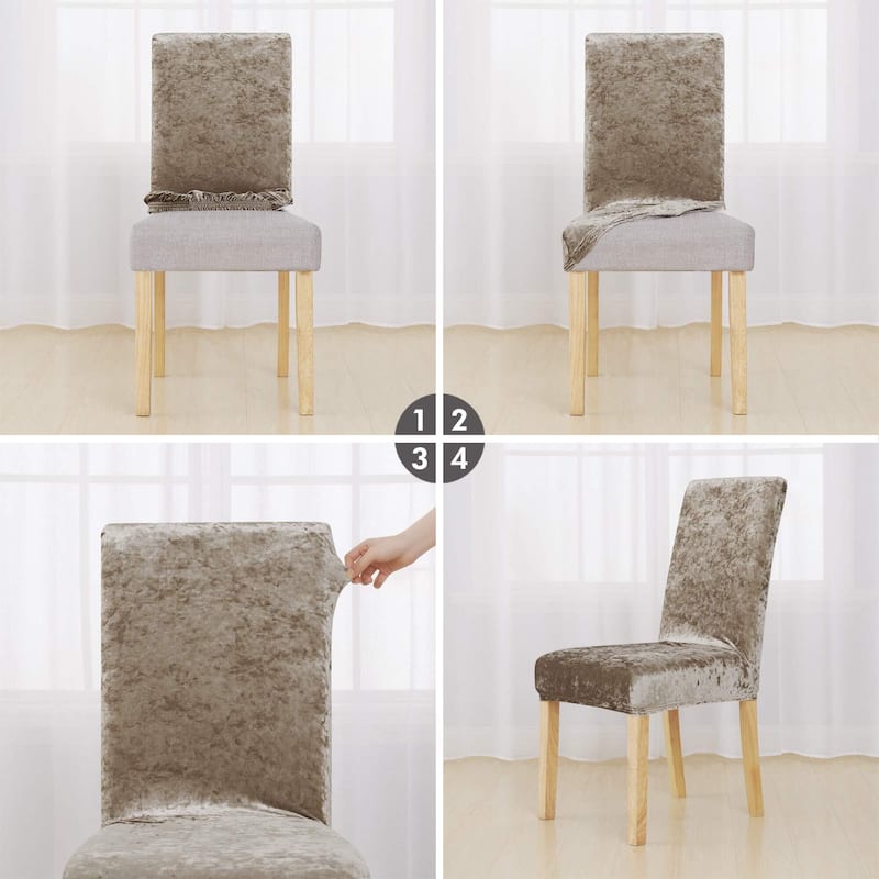 Deconovo Velvet Stretch Polyester Chair Slipcovers, Set of 4