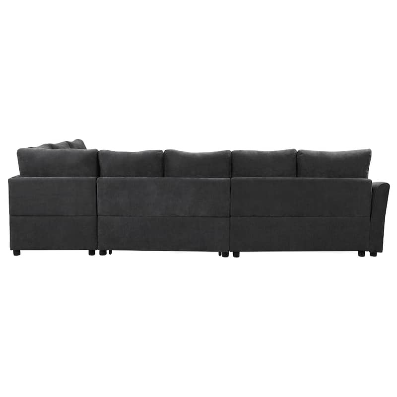 Roomfitters L-Shaped Convertible Pull-Out Sofa Bed with Two Back Pillows, USB Ports, and Power Sockets