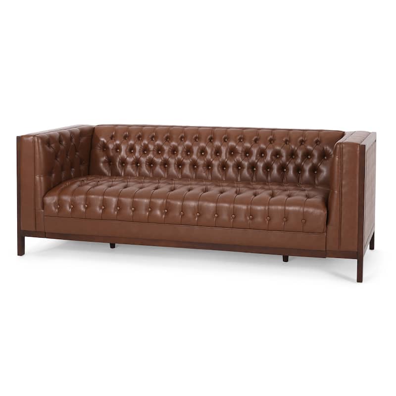 Roomfitters Chesterfield 3-Seater Sofa, Tufted Faux Leather Couch for Living Room