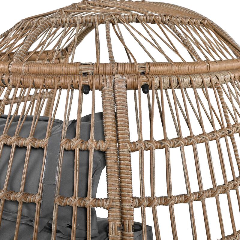Outdoor Patio Rattan Swivel Egg Chair with Rocking Function