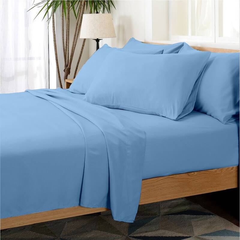 Hotel Collection Rayon derived from Bamboo Bed Sheet Set - 6 Piece - Full - Sky Blue