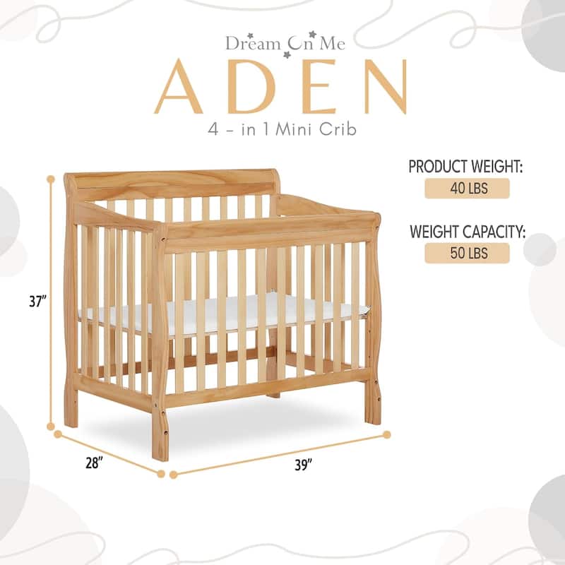 Dream On Me Aden Convertible 4-in-1 Mini Crib