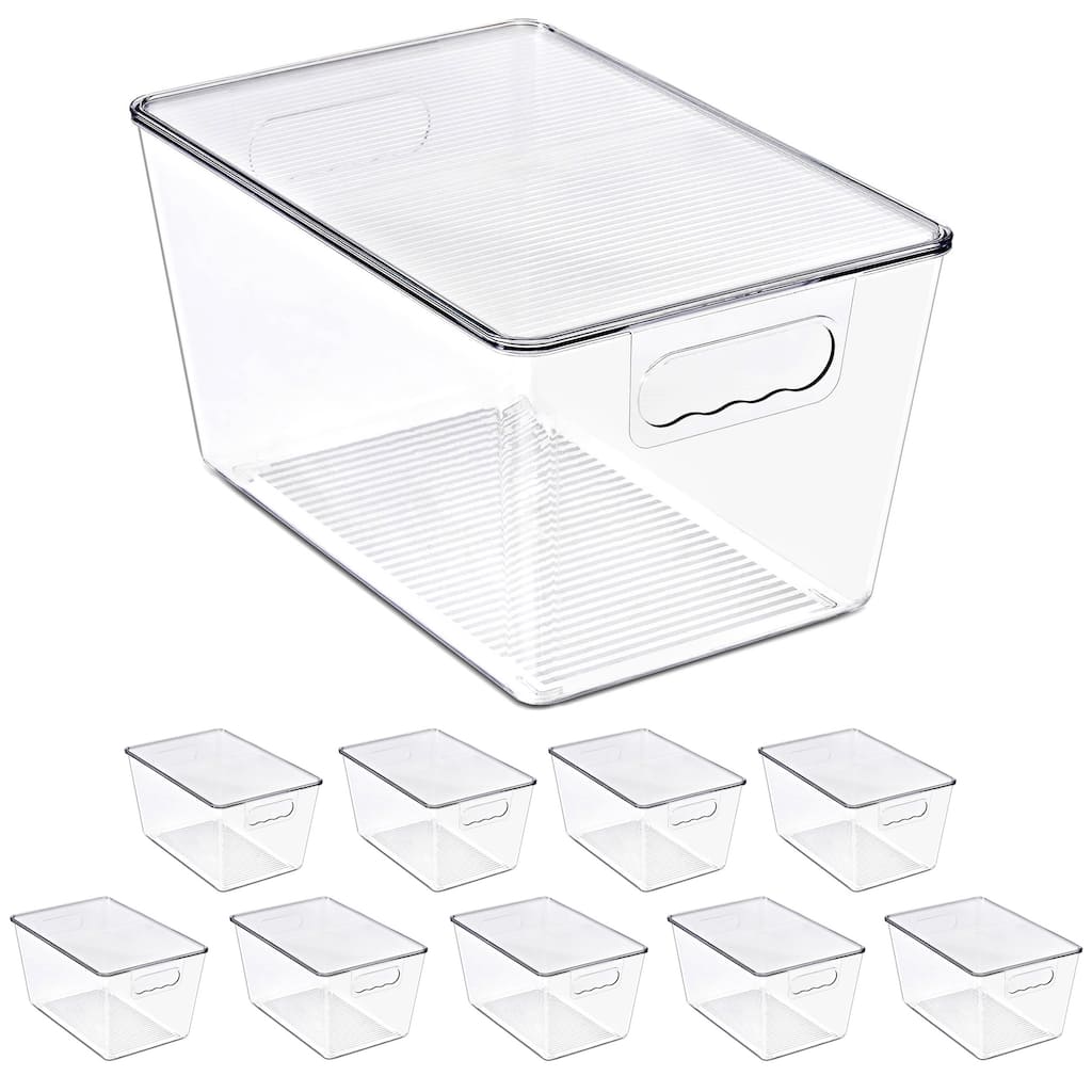 Sorbus 8 and 10 Pack Clear Stackable Storage Containers with Lids for Kitchen, Pantry,Cabinet Organization