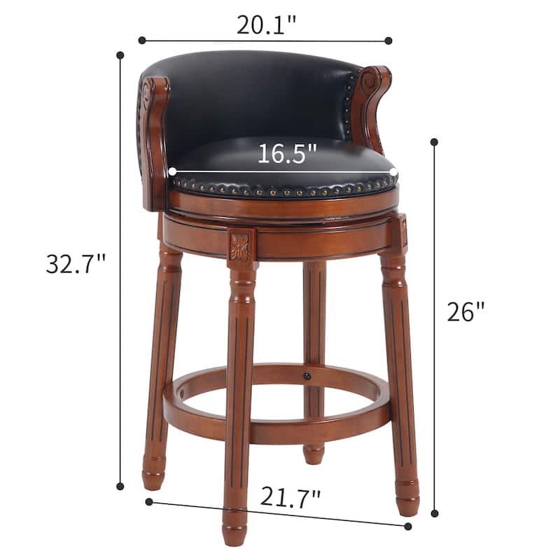 Upholstered 360 Degree Swivel Barstool with Back