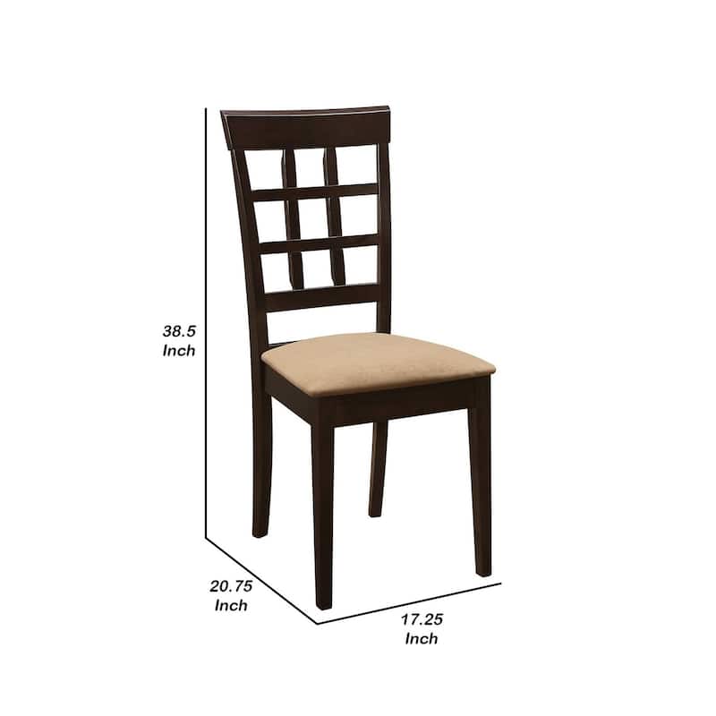 Brown/Tan Fabric Upholstered Wood Frame Dining Chair, Set of 2, Sturdy Dining Chair for Dining Rooms - 19.5