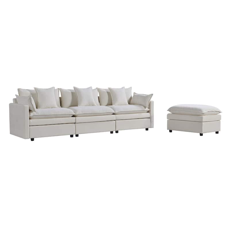 108.66" L-Shaped 4-Seat Sofa with Convertible Chaise and Ottoman