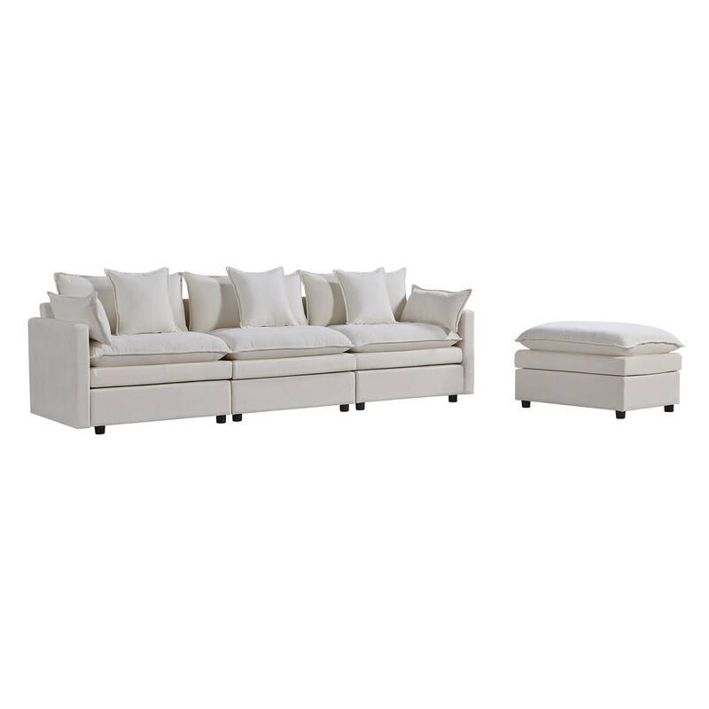 108.66" L-Shaped 4-Seater Sectional Sofa with Convertible Chaise and Ottoman, Spacious Cloud Couch Design